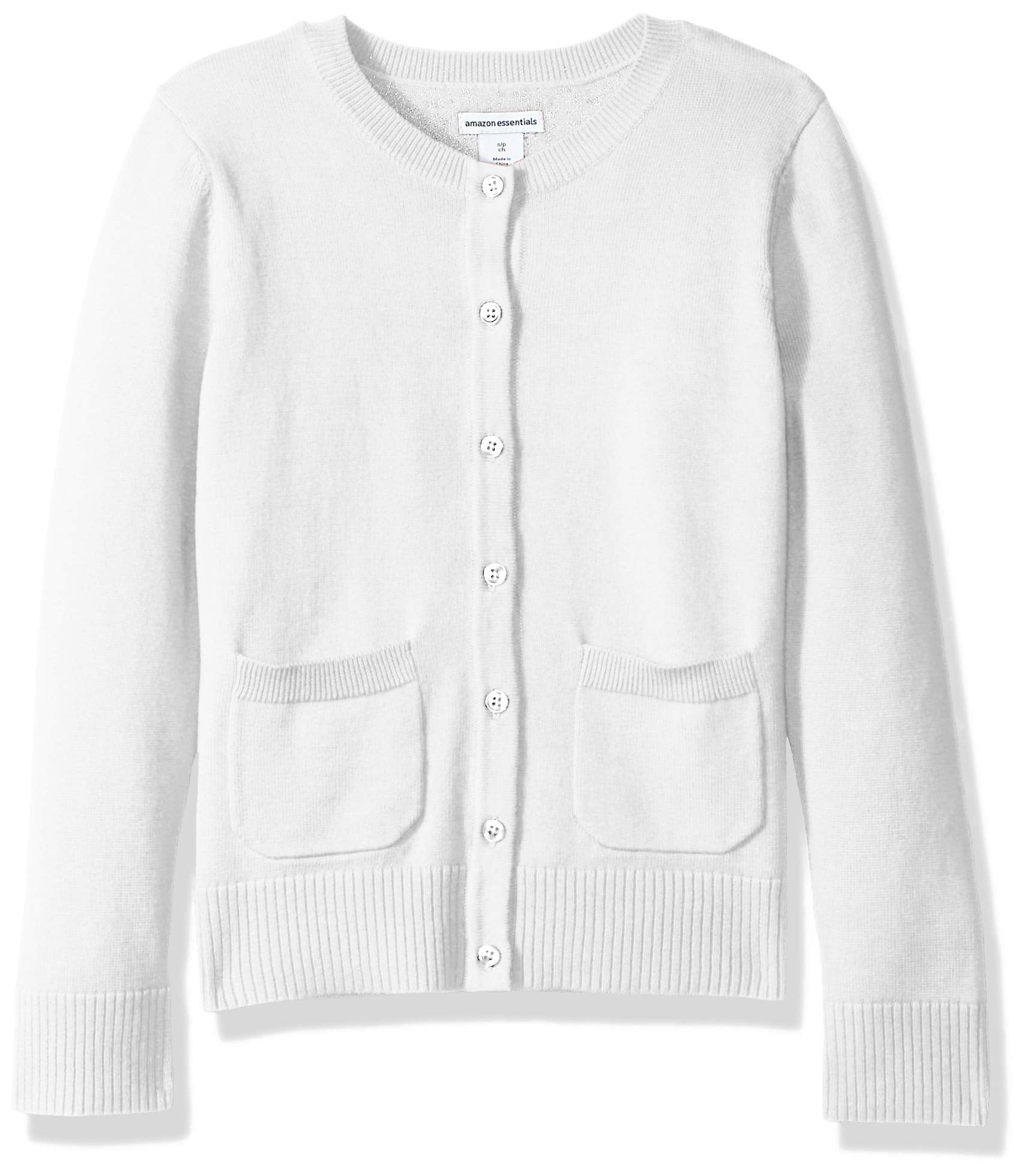 Amazon Essentials Girls and Toddlers' Uniform Slim Fit Crewneck Cardigan Sweater